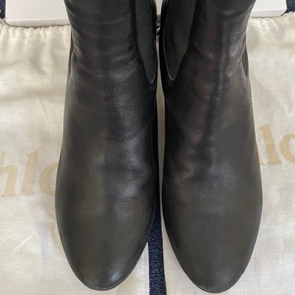Chloe Chelsea Bootie - Black smooth leather with brown 3" block heel. - Picture 2 of 4